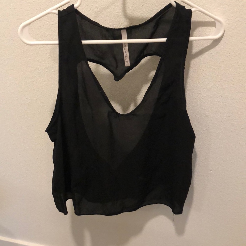 Open heart back crop top